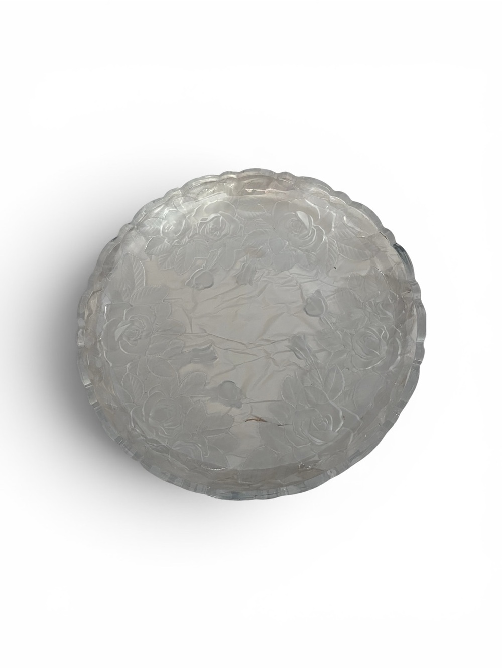 Clear Pressed Glass Floral Round Serving Plate